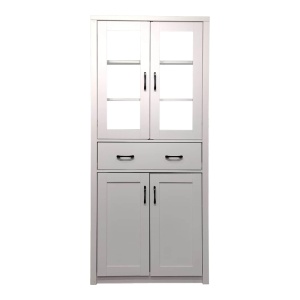 Ντουλάπι Κουζίνας με Βιτρίνα Nisso Λευκό 80x40x183.5 cm - Img 3