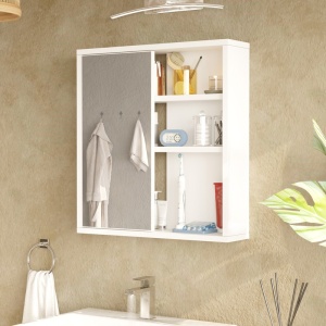Ντουλάπι Μπάνιου με Καθρέφτη Bagno, Pako World, Λευκό, 60x14x63 cm - Img 2