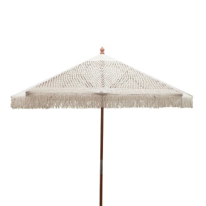 Ομπρέλα με στυλ μακραμέ Brilie ξύλο-macrame D2.70x2.60m εκρού