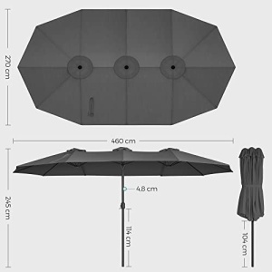 Ομπρέλα για βεράντα, Songmics, Γκρι, 460x270x245 cm - Img 5