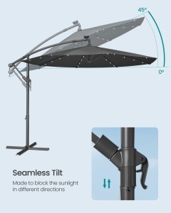 Ομπρέλα κήπου με LED Songmics Γκρι 300x300x245 cm - Img 5