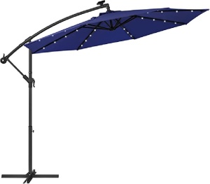 Ομπρέλα σκίασης, Songmics, 32 LED, UPF 50+, Μπλε