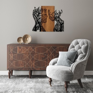 Πίνακας από ξύλο και μέταλλο Tree Καρυδί 58x70 cm