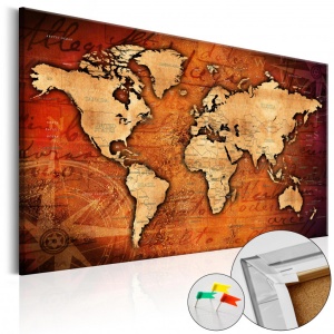 Πίνακας από φελλό - Amber World [Cork Map] 90x60 cm