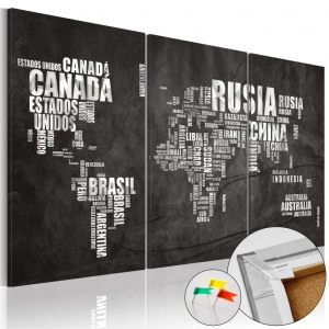 Πίνακας από φελλό - El Mundo [Cork Map] 90x60 cm