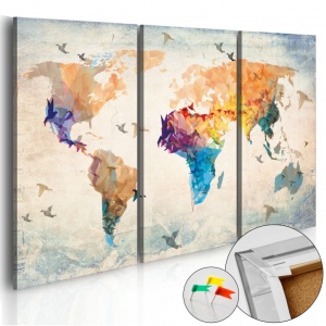 Πίνακας από φελλό - Free as a bird [Cork Map] 60x40 cm