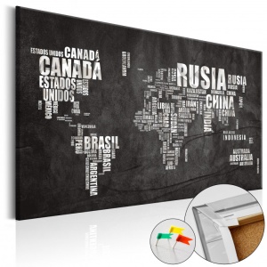 Πίνακας από φελλό - Mundo Negro [Cork Map] 60x40 cm