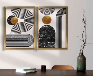 Πίνακας, σετ 2 τεμαχίων Euphoria Origin Χρυσό 38x53 cm