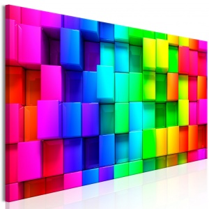 Πίνακας - Colourful Cubes (1 Part) Narrow 150x50 cm