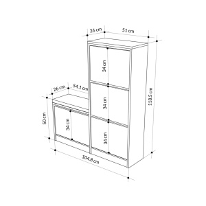 Παπουτσοθήκη με banca Dude Λευκό 105x118.5x26 cm - Img 6
