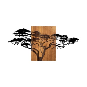 Πίνακας από ξύλο και μέταλλο Acacia Μαύρο 144x3x70 cm - Img 5