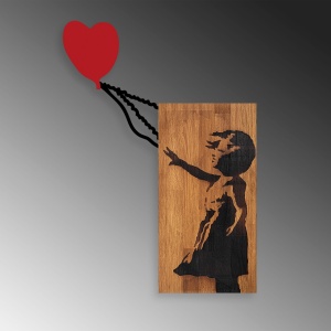 Πίνακας από ξύλο και μέταλλο Banksy Καρυδί 83x60 cm - Img 5