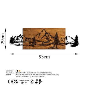 Πίνακας από ξύλο και μέταλλο Mountain Καρυδί 29x93 cm - Img 6