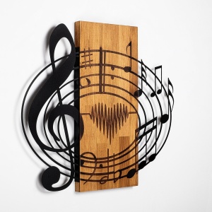Πίνακας από ξύλο και μέταλλο Musical Καρυδί 58x67 cm - Img 5