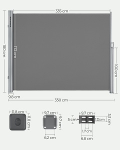 Πλευρική τέντα Songmics Γκρι 180x350 cm - Img 2