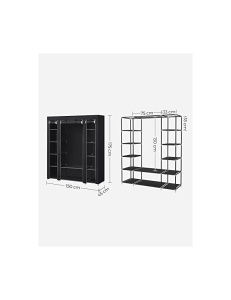 Πτυσσόμενη Ντουλάπα, Songmics, 150 x 45 x 175, LSF03H, Μαύρο - Img 5