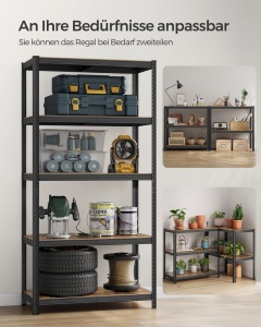 Ραφιέρα αποθήκευσης Songmics Μαύρο 200x120x60 cm - Img 6