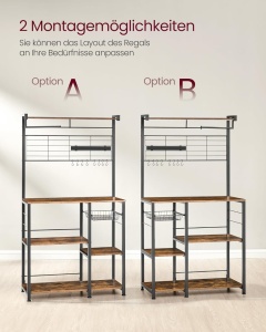 Ραφιέρα κουζίνας Καφέ Vasagle 90x42x167 cm - Img 2