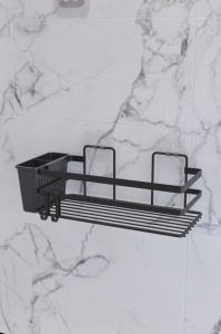 Ράφι μπάνιου SB007K Μαύρο 27.5x8.5x8.5 cm - Img 3
