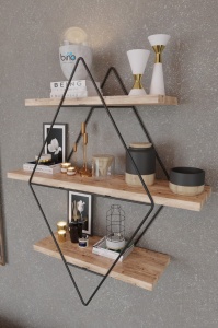 Ράφι τοίχου CM-028-SRK Χρυσό 70x16x60 cm - Img 6