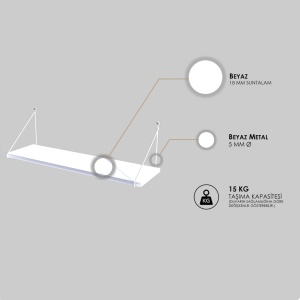 Ράφι Armoni Λευκό 72x20x20 cm - Img 3