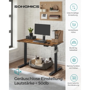 Ρυθμιζόμενο γραφείο Songmics Φυσικό 120x60x119 cm - Img 2