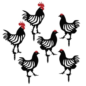 Σετ μεταλλικά διακοσμητικά αξεσουάρ κήπου Chicken Μαύρο 24x33 cm - Img 2