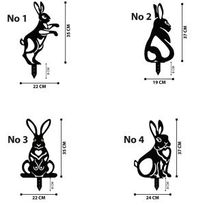 Σετ μεταλλικά διακοσμητικά αξεσουάρ κήπου Rabbits Μαύρο 22x35 cm - Img 7