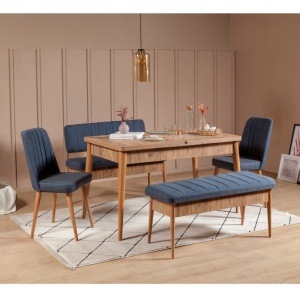 Σετ τραπέζι και καρέκλες 5 τεμάχια Vina 104 Atlantic Pine-Dark Blue