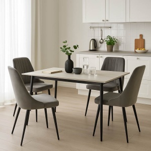 Σετ τραπέζι και καρέκλες 5 τεμ. Azori-Gustas Ανθρακί 120x60x75 cm