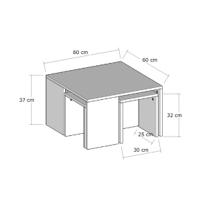 Σετ τραπεζάκια σαλονιού Ortanca Δρυς 60x60x37 cm - Img 3