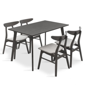 Σετ τραπέζι και καρέκλες Benson-Orlean 5 τεμάχια Γκρι Rustic 120x75x75 cm