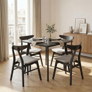 Σετ τραπέζι και καρέκλες Benson-Orlean 5 τεμάχια Γκρι Rustic 80x80x75 cm