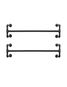 Σετ 2 ράγες ρούχων για τοίχο, Songmics, 110 x 30 x 29.3 cm, HSR64BK-02 Μαύρο