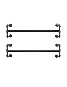 Σετ 2 ράγες ρούχων για τοίχο, Songmics, 110 x 30 x 29.3 cm, HSR64BK-02 Μαύρο