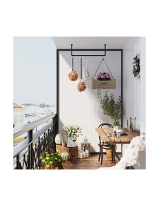 Σετ 2 ράγες ρούχων για τοίχο, Songmics, 92 x 30 x 7.5 cm, HSR67BK02, Μαύρο - Img 6
