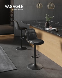 Σετ 2 ρυθμιζόμενα σκαμπό μπαρ Songmics Μαύρο 38x44.5x115 cm - Img 6