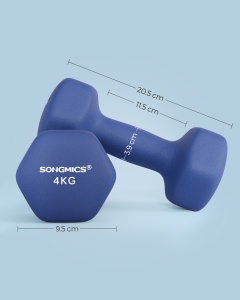 Σετ 2 τεμ. αλτήρες 2x4 kg Songmics Μπλε 20.5x9.5x9 cm - Img 7