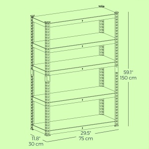 Σετ 2 τεμ. ραφιέρες αποθήκευσης Songmics Μαύρο 30x75x150 cm - Img 5