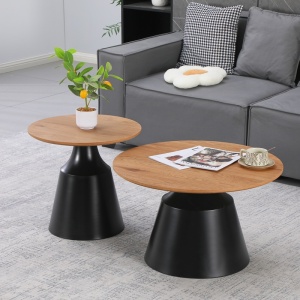Σετ 2 τραπεζάκια σαλονιού, Parquet, Pako, Μαύρο 70x70x39 cm