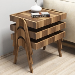 Σετ 3 βοηθητικά τραπεζάκια Roma Walnut