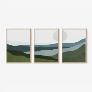 Σετ 3 τεμ. πίνακες με κορνίζα, Orbis, Καρυδί, 33x1.5x48 cm