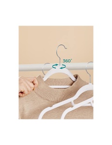 Σετ 50 βελούδινες κρεμάστρες, Songmics, 43.5 cm, CRF020W02, Λευκό - Img 7