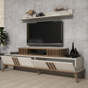 Σετ Comoda TV και τραπεζάκι σαλονιού σαλονιού Eylül Cream - Img 3
