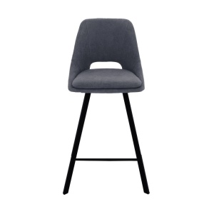 Σκαμπό μπαρ Initiate material teddy σκούρο γκρι με πόδια metalice negre 48x56x98 cm - Img 4