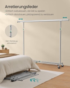 Σταντ Κρεμάστρας Songmics Ασημί 200x45x161.5 cm - Img 5