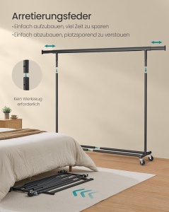 Σταντ Κρεμάστρας Songmics Μαύρο 200x45x161.5 cm - Img 5