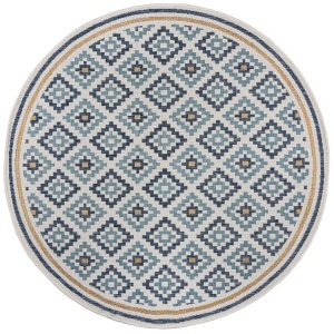 Στρογγυλό Χαλί Zia Trellis Outdoor Μπλε 160x160 cm, Flair Rugs - Img 5