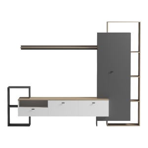 Σύνθεση TV Ferefia, Λευκό, 240x45.5x189.5 cm - Img 3