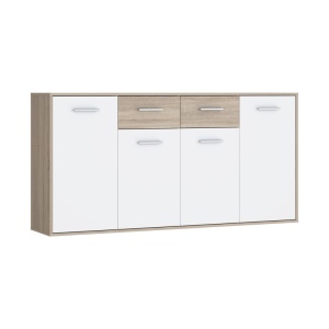 Συρταριέρα Drepen μελαμινέ λευκό και Sonoma 162.3x34.2x81.7 cm